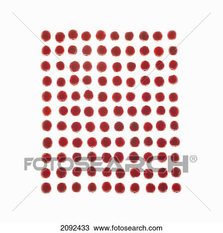 Stock Image - Red berries in a grid. Fotosearch