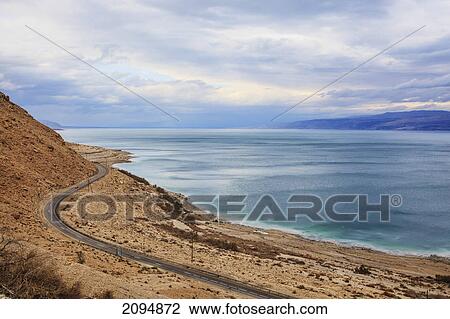Stock Image - Road along the dead sea; jordan valley israel. Fotosearch