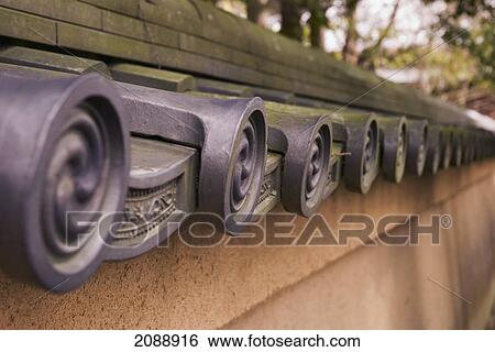 Row of decorative japanese roof tiles; kyoto, japan View Large Photo Image Stock Photograph - Row of decorative japanese roof tiles; kyoto, japan. Fotosearch