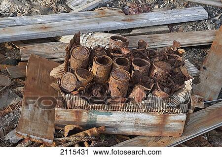 Stock Image - Rusty cans; antarctica. Fotosearch