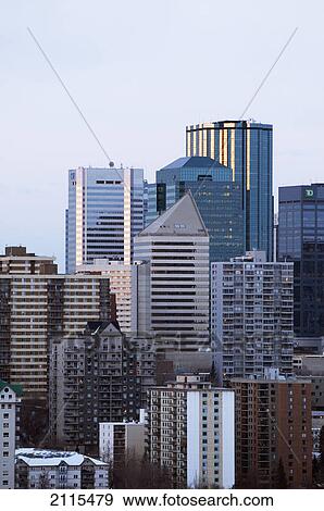 Skyline of skyscrapers and high rise buildings in downtown edmonton; edmonton alberta canada View Large Photo Image Stock Photo - Skyline of skyscrapers and high rise buildings in downtown edmonton; edmonton alberta canada. Fotosearch