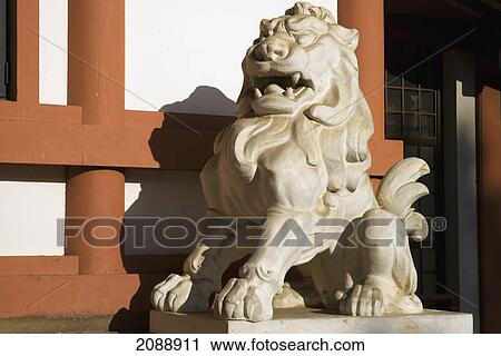 Statue of a lion in front of a japanese temple; kyoto, japan View Large Photo Image Stock Image - Statue of a lion in front of a japanese temple; kyoto, japan. Fotosearch