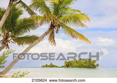 Picture - Tiny picnic island near south end; fakarava island tuamotus group french polynesia south pacific. Fotosearch