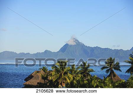 Stock Photo - View of moorea from intercontinental resort and spa tahiti near papeete; tahiti nui society islands french polynesia south pacific. Fotosearch