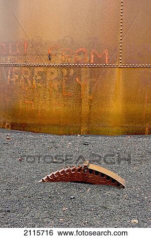 Stock Photograph - Whale oil tank; whalers bay antarctica. Fotosearch
