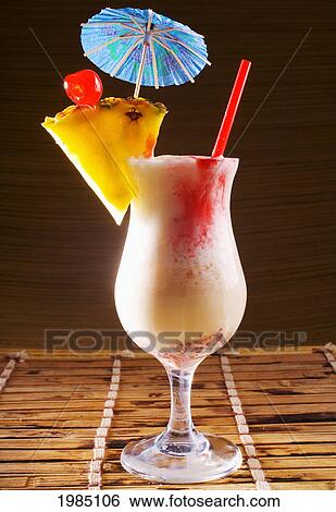 A Lava Flow Cocktail Garnished With Fruit. View Large Photo Image Stock Photograph - A Lava Flow Cocktail Garnished With Fruit.. Fotosearch