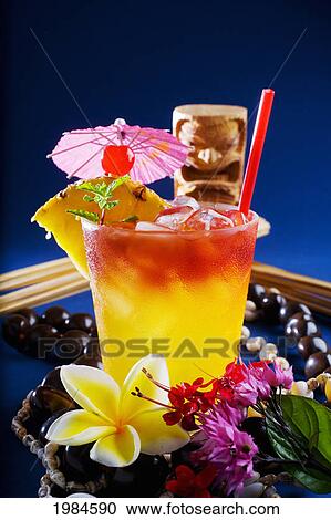 A Mai Tai Garnished With Pinapple And A Cherry. View Large Photo Image Stock Image - A Mai Tai Garnished With Pinapple And A Cherry.. Fotosearch