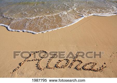 Aloha Written In The Sand Of A Hawaiian Beach View Large Photo Image Stock Photography - Aloha Written In The Sand Of A Hawaiian Beach. Fotosearch