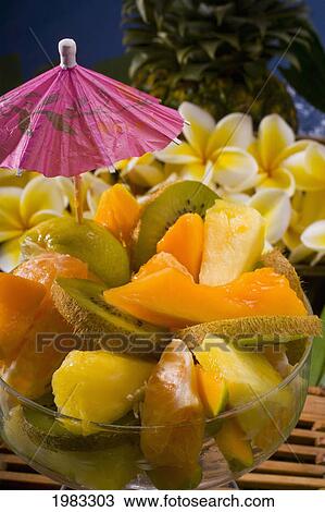 Stock Image - Studio Shot Of A Tropical Fruit Salad.. Fotosearch
