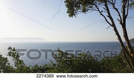 View of the ocean and horizon from the shore; skopelos island greece View Large Photo Image Stock Photo - View of the ocean and horizon from the shore; skopelos island greece. Fotosearch