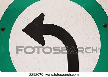黒 左 回転 方向を示す矢印 上に A 白 そして 緑 交通 Sign Montreal ケベック カナダ ストックイメージ Fotosearch