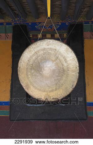 Stock Photo - A gold cymbal in jokhang temple; Lhasa xizang china. Fotosearch