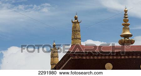 Architectural detail of the roof of jokhang temple; Xizang china View Large Photo Image Stock Image - Architectural detail of the roof of jokhang temple; Xizang china. Fotosearch