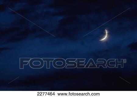 Crescent moon and clouds; Georgetown ontario canada View Large Photo Image Picture - Crescent moon and clouds; Georgetown ontario canada. Fotosearch