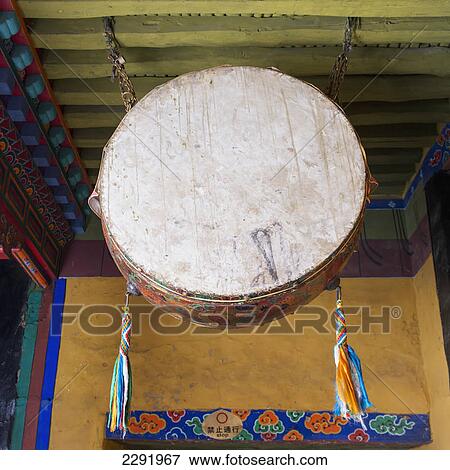 Hanging drum from the ceiling in potala palace; Lhasa xizang china View Large Photo Image Stock Photo - Hanging drum from the ceiling in potala palace; Lhasa xizang china. Fotosearch