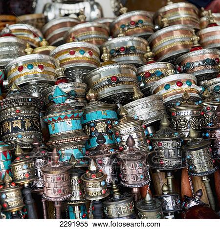 Stock Photography - Ornate and colourful traditional chinese items; Lhasa xizang china. Fotosearch