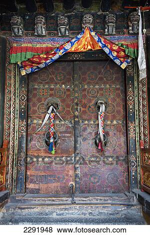 Ornate colourful doors at jokhang temple; Lhasa xizang china View Large Photo Image Stock Photo - Ornate colourful doors at jokhang temple; Lhasa xizang china. Fotosearch