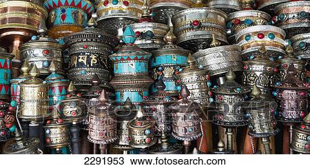 Stock Image - Ornate colourful traditional chinese items; Lhasa xizang china. Fotosearch