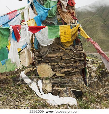 Prayer flags; Shannan xizang china View Large Photo Image Stock Photo - Prayer flags; Shannan xizang china. Fotosearch