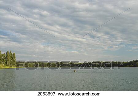Stock Photo - 45 Year Old Woman Swimming In Katherine Lake, No Motor Boats Allowed.; Canada, Manitoba, Riding Mountain National Park. Fotosearch