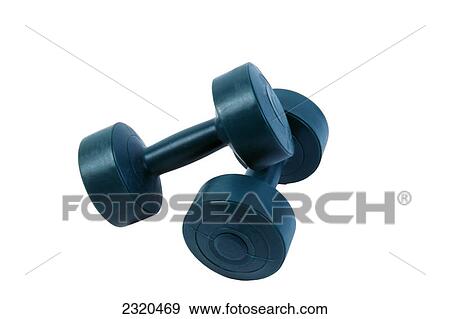 Stock Photo - 5 Lb Plastic Covered Free Weights On A White Background. Fotosearch