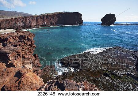 Stock Photography - A view of cliffs at sweatheart rock; Lanai hawaii united states of america. Fotosearch