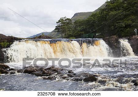 Stock Photo - Aasleagh waterfall; County mayo ireland. Fotosearch
