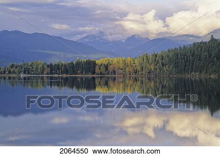 Stock Image - Alta Lake, Whistler, Bc Late In The Day With Autumn Colors. Fotosearch