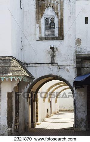 Stock Image - Arches Over A Walkway In Quartier Habbous; Casablanca Morocco. Fotosearch