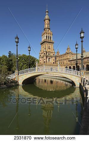Bridge over water in the plaza de espana; Seville andalusia spain View Large Photo Image Stock Image - Bridge over water in the plaza de espana; Seville andalusia spain. Fotosearch