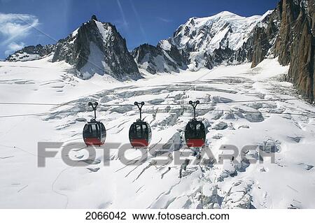 Stock Image - Cable Car Of Heilbroner Between France And Italy, Chamonix, France. Fotosearch