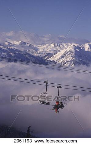 Stock Image - Chairlift, Whistler, Bc, Canada. Fotosearch