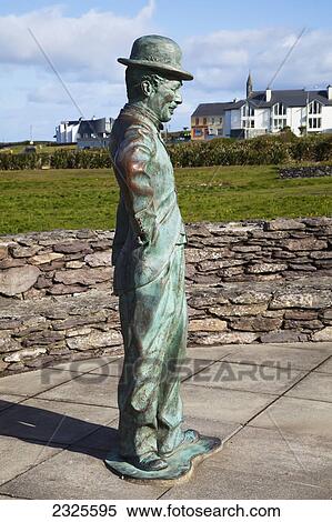 Stock Photography - Charlie chaplin statue; Waterville county kerry ireland. Fotosearch
