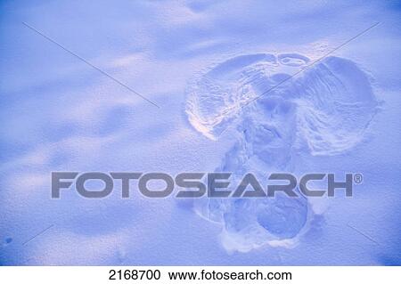 Stock Image - Close Up Of Snow Angel At Sunset With Blue And Pink Highlights Winter Fairbanks Interior Alaska. Fotosearch