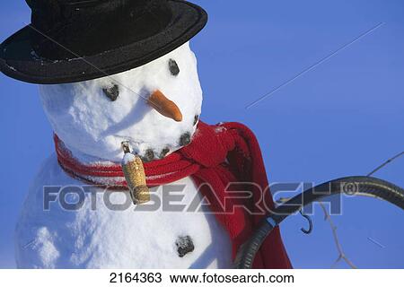 Closeup Of Snowman W/Black Top Hat & Red Scarf Interior Alaska Winter View Large Photo Image Stock Image - Closeup Of Snowman W/Black Top Hat & Red Scarf Interior Alaska Winter. Fotosearch