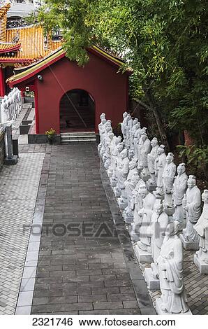 Stock Photograph - Confucius Statues At A Shrine; Nagasaki Japan. Fotosearch
