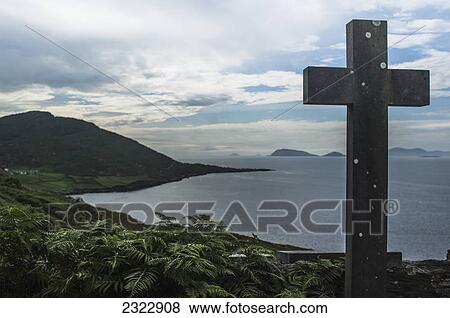 Cross above coulagh bay beara peninsula; County kerry ireland View Large Photo Image Stock Photo - Cross above coulagh bay beara peninsula; County kerry ireland. Fotosearch