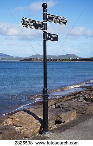 Stock Photo - Direction and destination sign; Waterville county kerry ireland. Fotosearch