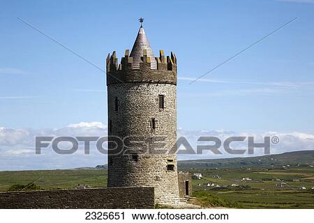 Doonagore castle a round 16th-century tower house with a small walled enclosure near doolin; County clare ireland View Large Photo Image Stock Image - Doonagore castle a round 16th-century tower house with a small walled enclosure near doolin; County clare ireland. Fotosearch