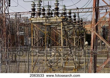 Stock Image - Electrical Substation; Canada, Ontario. Fotosearch