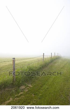 Stock Image - Fenceline In Rural Saskatchewan, Canada. Fotosearch