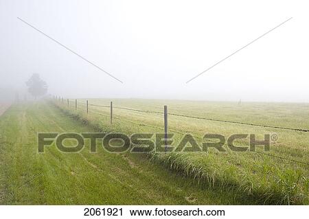Stock Image - Fenceline In Rural Saskatchewan, Canada. Fotosearch