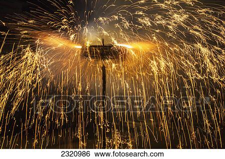 Stock Photograph - Fireworks During A Festival; Udupi Karnataka India. Fotosearch