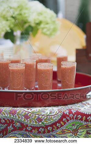 Stock Photo - Gazpacho soup; Oakville, Ontario, Canada. Fotosearch