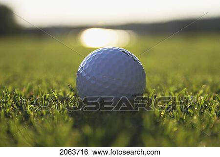 Stock Photograph - Golf Ball On Organic Golf Course; Canada, Manitoba, Riding Mountain National Park. Fotosearch
