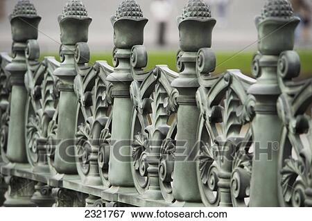 Green Wrought Iron Railing With An Ornate Design; Tokyo Japan View Large Photo Image Stock Photo - Green Wrought Iron Railing With An Ornate Design; Tokyo Japan. Fotosearch