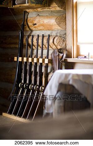 Stock Photography - Gun Rack, Fort Walsh, Cypress Hills, Saskatchewan. Fotosearch