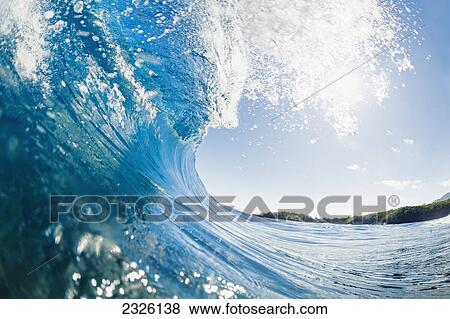 Hawaii, Maui, Hana, Beautiful blue wave breaking. View Large Photo Image Stock Photo - Hawaii, Maui, Hana, Beautiful blue wave breaking.. Fotosearch