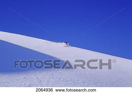 Heli-Skier On Clean Mountain Glacier, Blue Sky, Pemberton Ice Cap, B. C. View Large Photo Image Stock Photograph - Heli-Skier On Clean Mountain Glacier, Blue Sky, Pemberton Ice Cap, B. C.. Fotosearch
