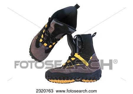 Stock Image - Hi-Top Hiking Boots On A White Background. Fotosearch
